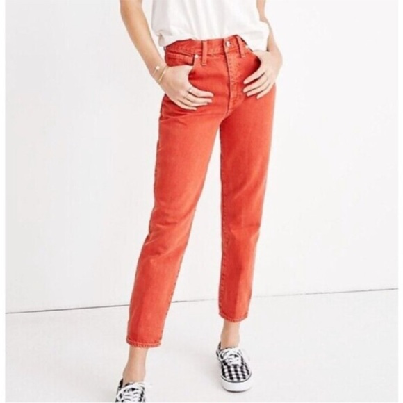Madewell The Mom Jean High Rise in Red Size 29. NWT! - Picture 3 of 11
